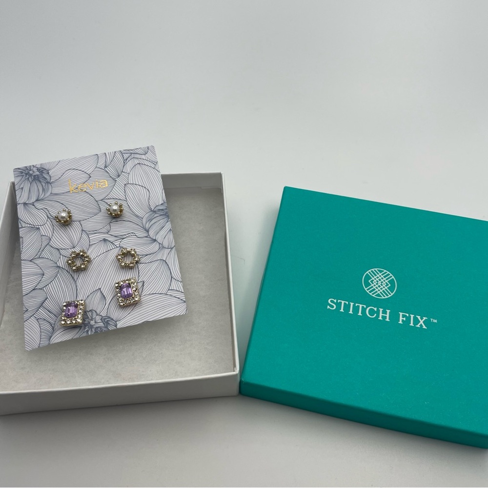 Kevia Ivy Three Piece Earring Set purple Stitch Fix NWT New
